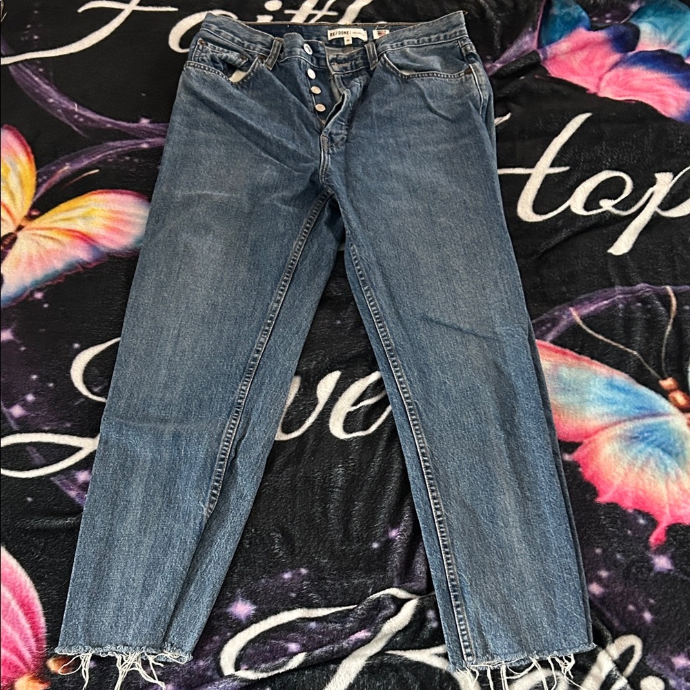 Re/Done Straight Leg Blue Jeans